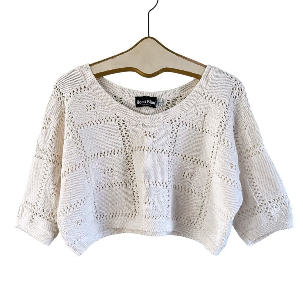 Vintage Chunky Knit Cropped Sweater Top